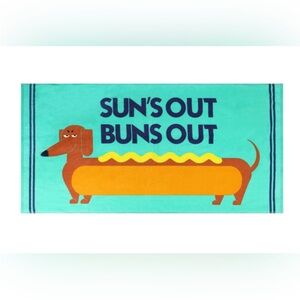 Sun's Out Buns Out Dachshund Beach Towel - Aqua & Orange